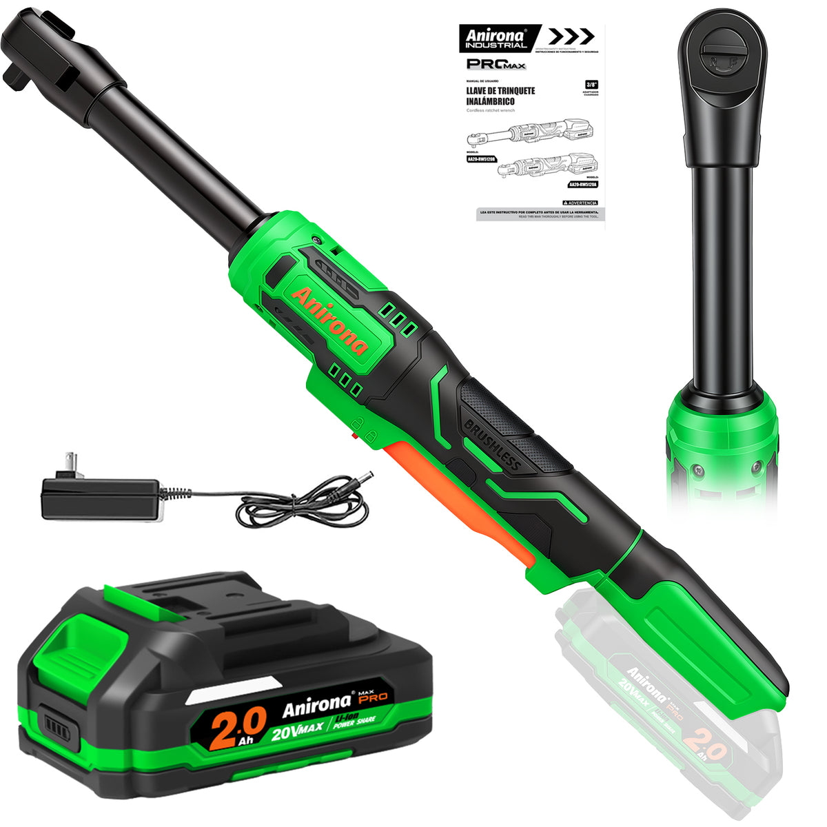 Llave Matraca Inalámbrica Ratchet Brushless Cabezal Largo AA20-RW5120B