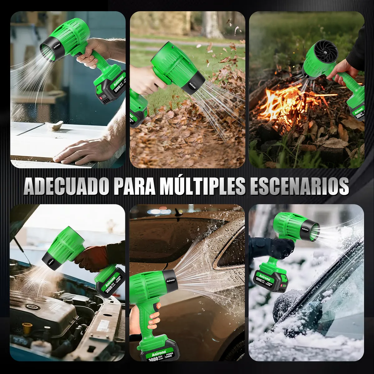 Soplador De Aire Para Hojas Inalámbrico Anirona 2 Baterías