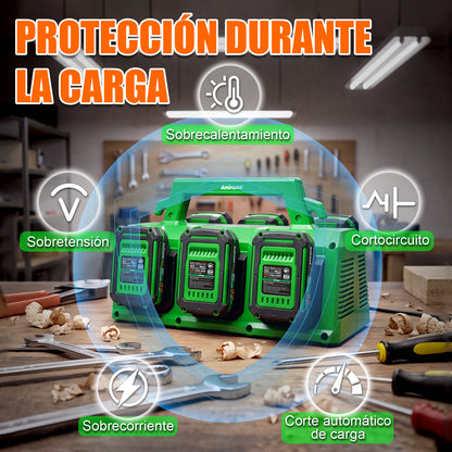 Cargador 6 Baterías Carga Simultánea Anirona 20v Ion Litio CG20-6AS