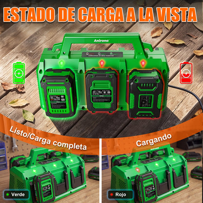 Cargador 6 Baterías Carga Simultánea Anirona 20v Ion Litio CG20-6AS