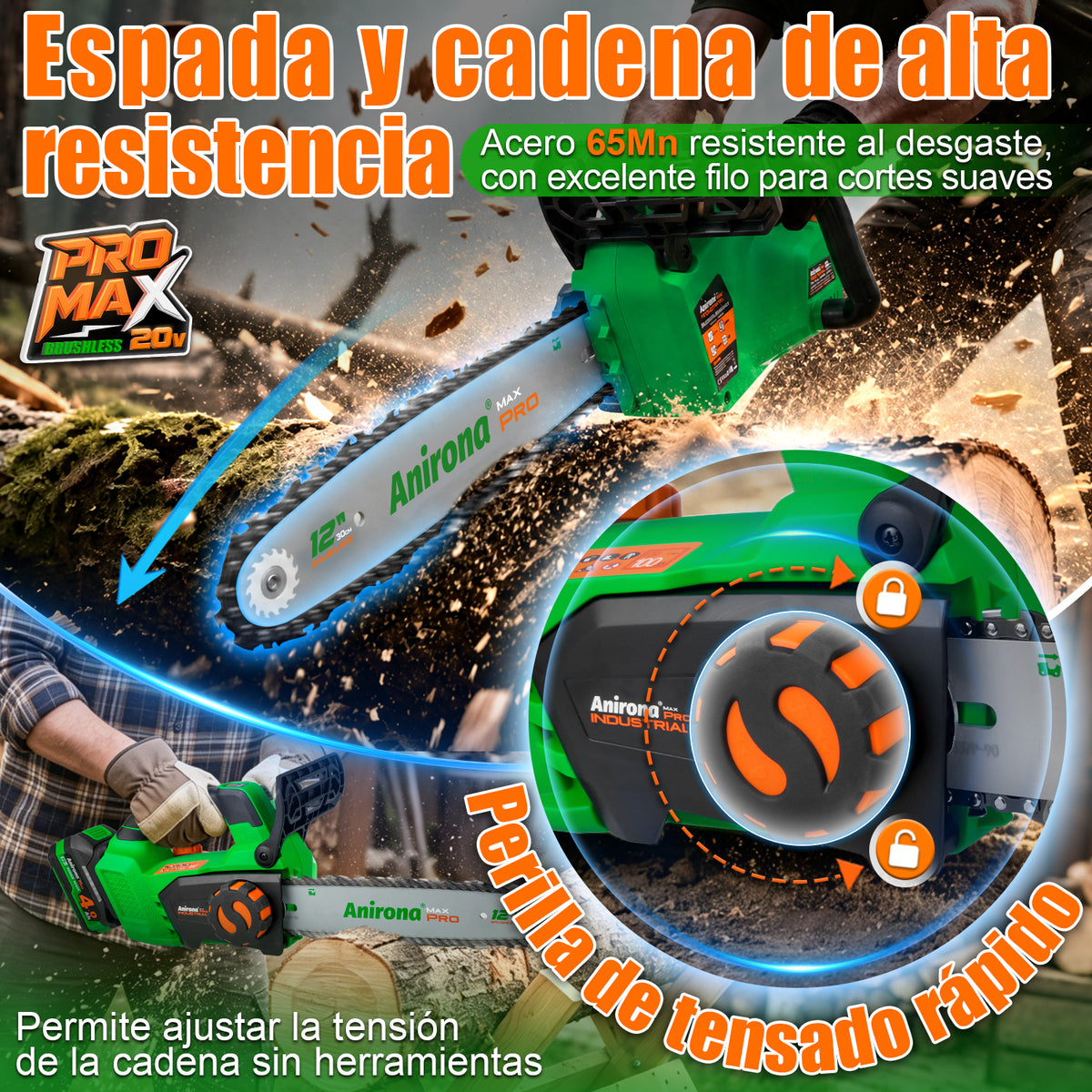 Motosierra Inalámbrica Brushless 12inch Anirona Promax 20v CS2198PM