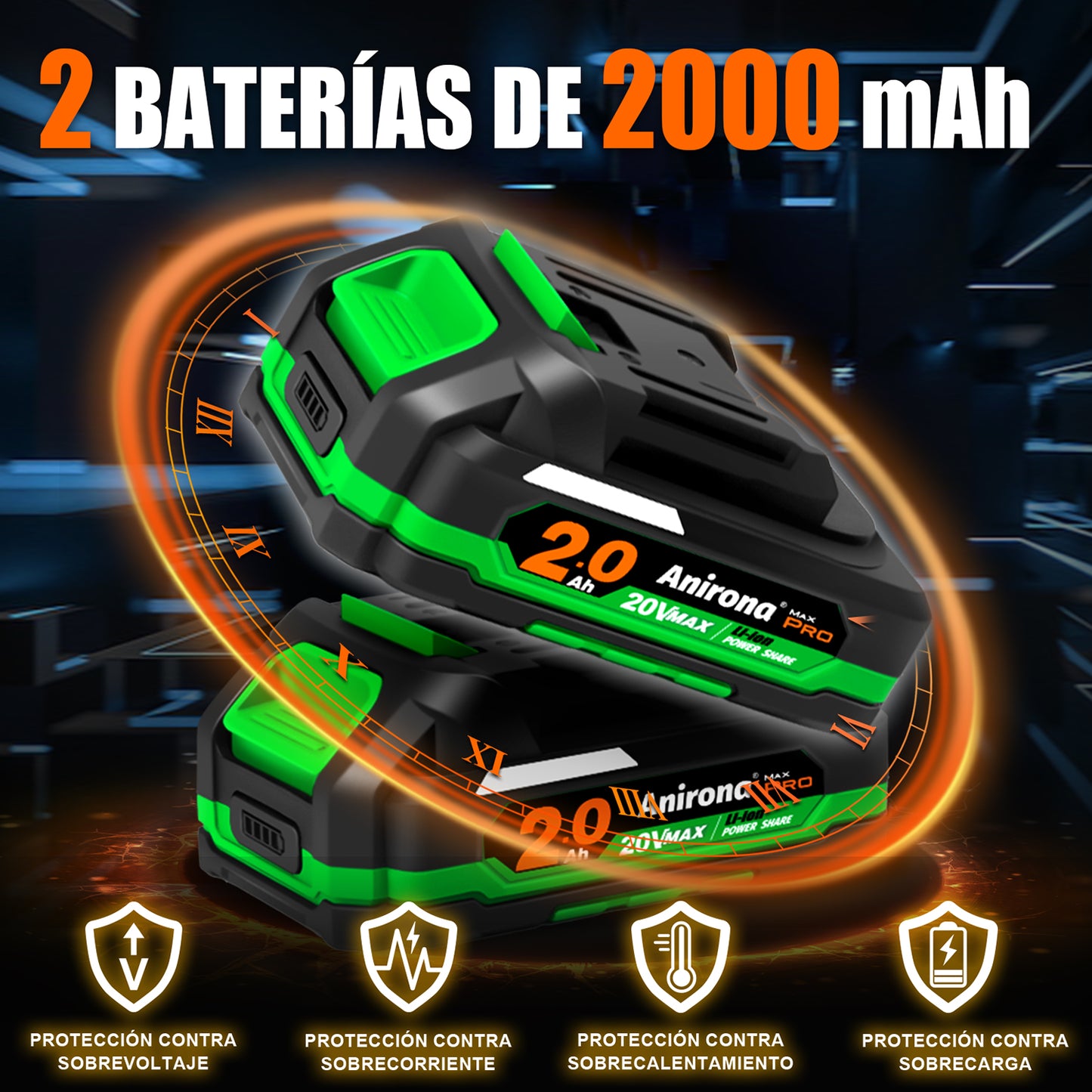 Atornillador De Impacto Sin Carbón 1/4 2baterías Anirona Pro AW260PRO