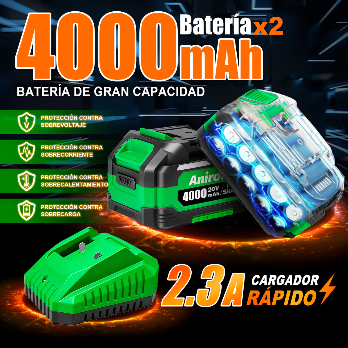 Taladro Inalámbrico 150nm Brushless 1/2'' Anirona Promax 4ah AA20-D617PM