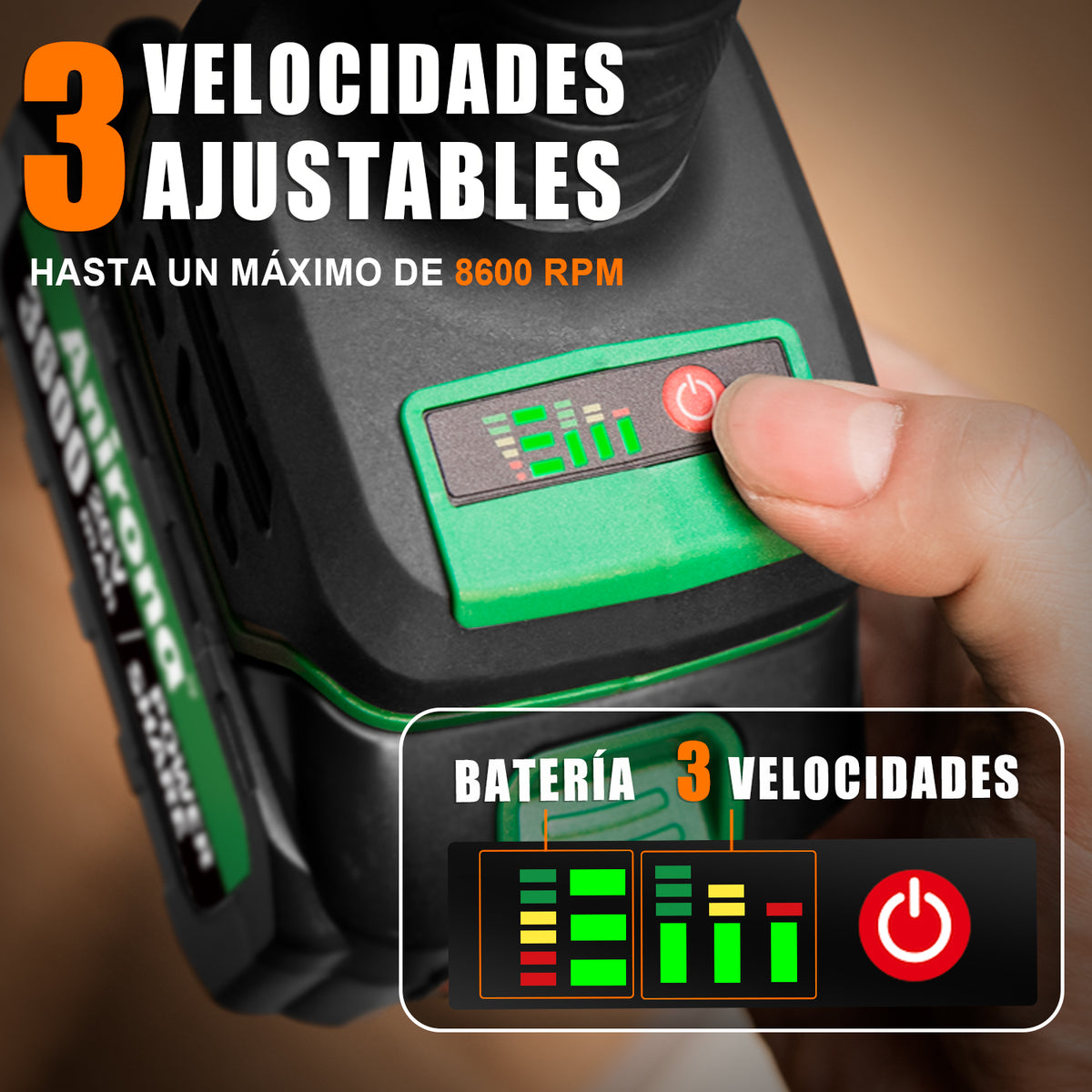 Esmeriladora Angular Inalámbrica 4-1/2 Sin Carbones Anirona AG115