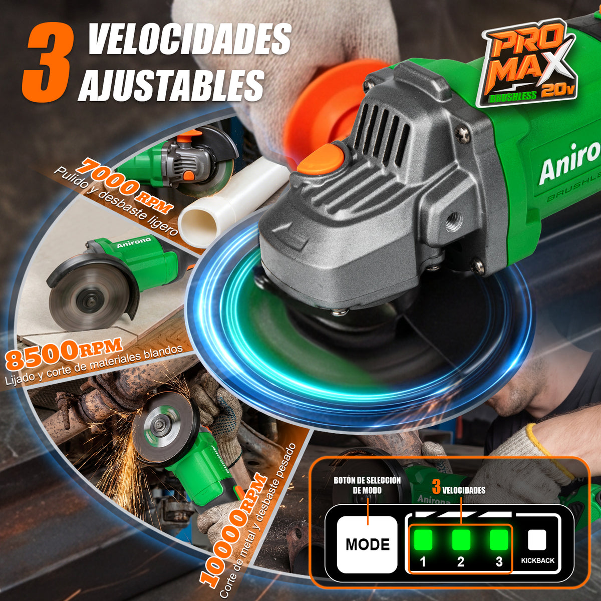 Esmeriladora Angular Inalámbrica Brushless 20v 1150w 4.0ah AG536PM