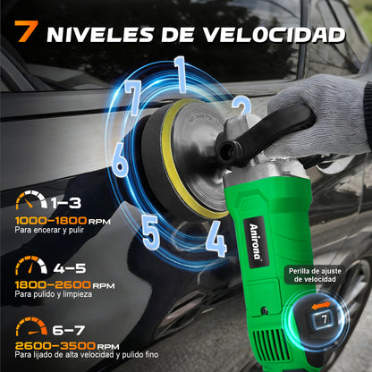 Pulidora Lijadora Eléctrica Autos 1600w 7"" Anirona Profi PD1600