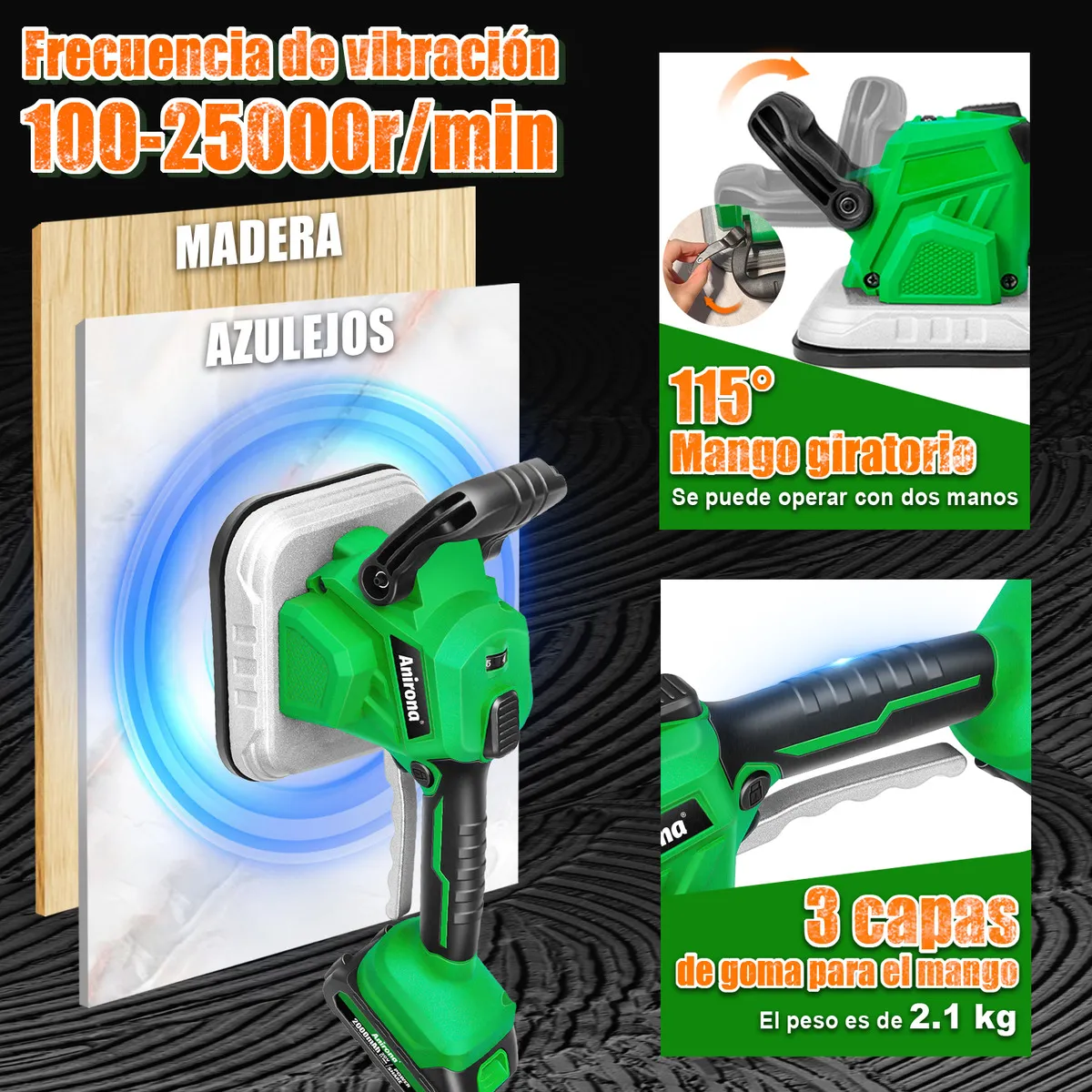 Vibrador Nivelador De Azulejos Adsorción 2 Baterías Anirona