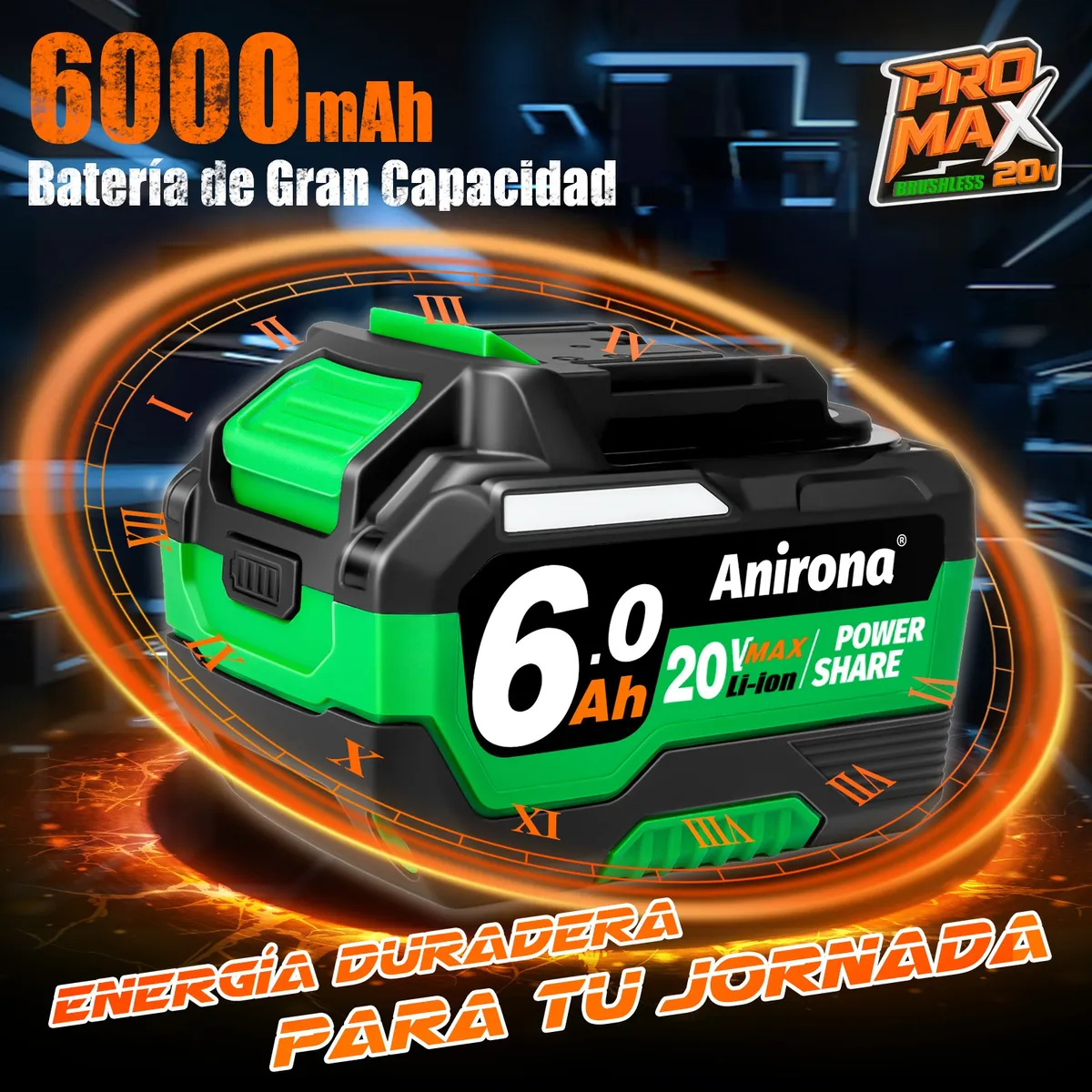 Llave De Impacto 1800nm Inalámbrica 3/4'' 6.0ah Batería Ind.W1800PM