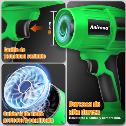 Soplador De Aire Para Hojas Inalámbrico Anirona 2 Baterías AA20-S480