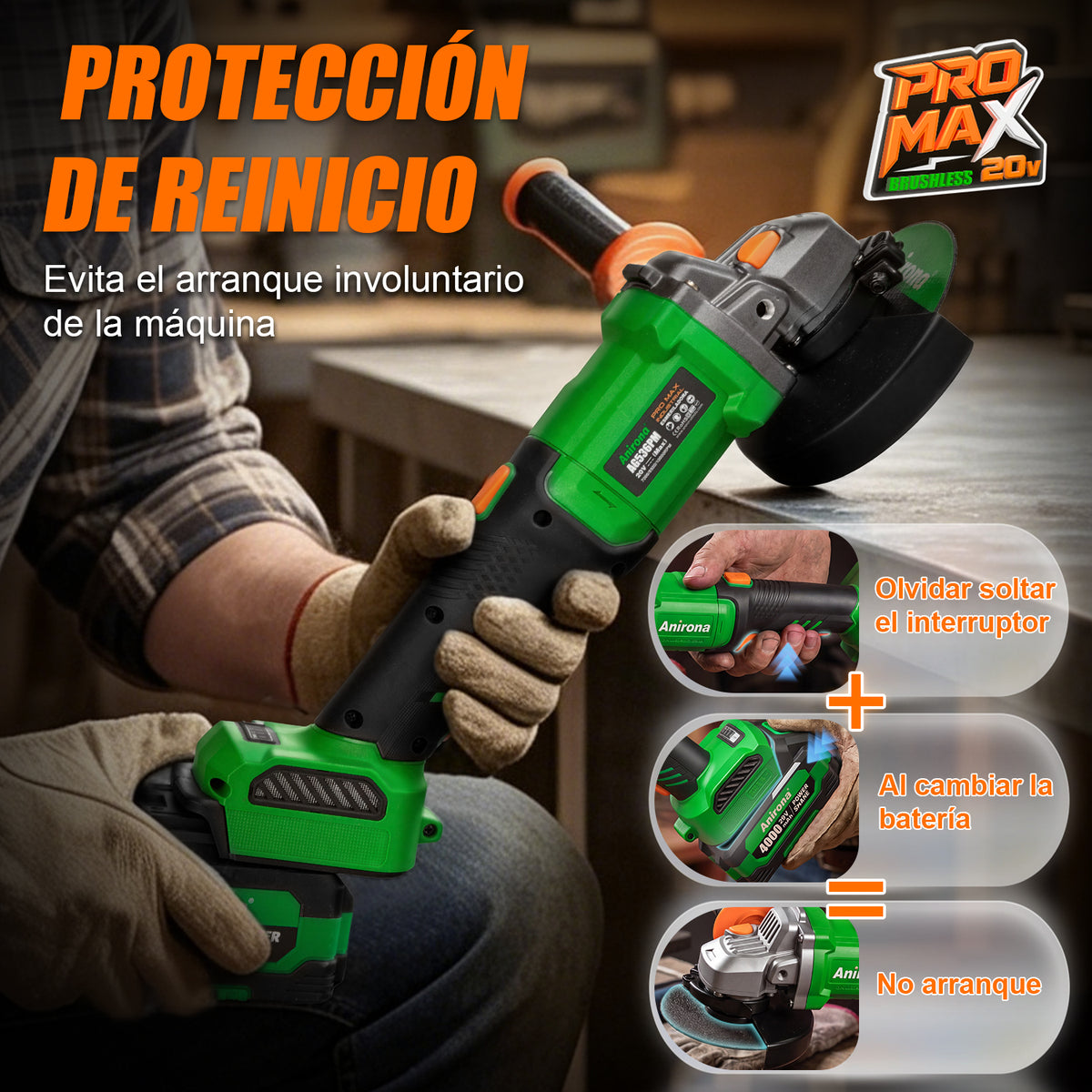 Esmeriladora Angular Inalámbrica Brushless 20v 1150w 4.0ah AG536PM