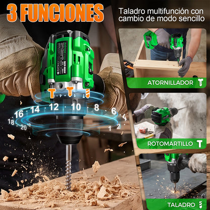 Taladro Rotomartillo Inalámbrico 20v Brushless Con 2 Batería AA20-D605P