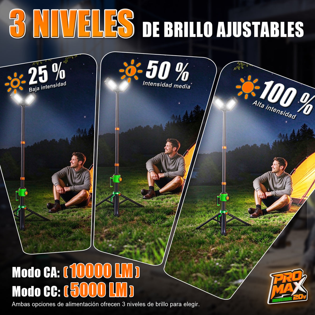 Lámpara De Trabajo Led 10000lm 20v Recargable Anirona Promax A20-TL100PM