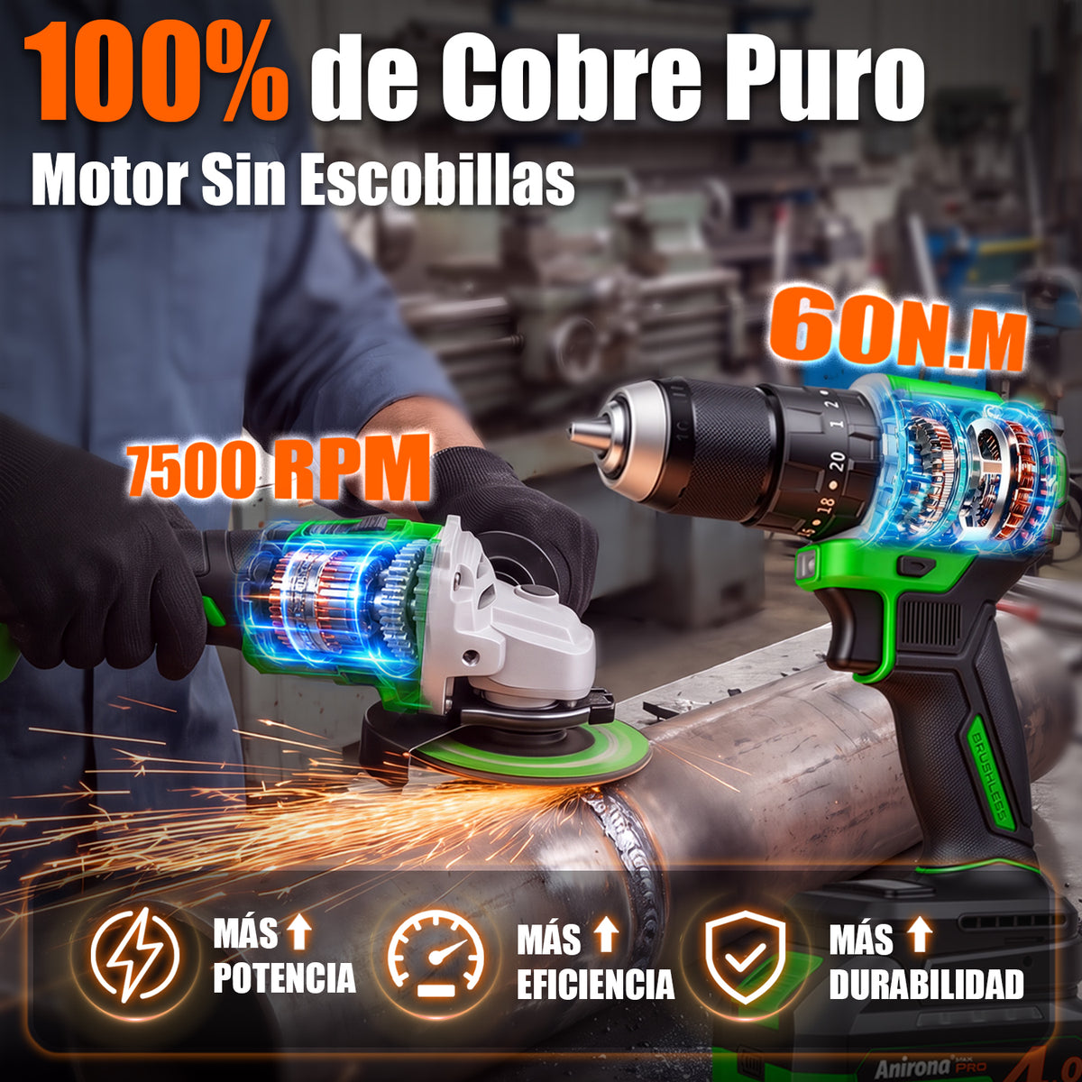 Taladro Rotomartillo &amp; Esmeriladora Angular Inalámbricos 20v KIT305