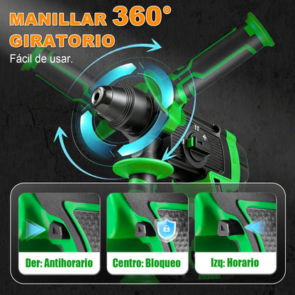 Rotomartillo Sin Carbón Cincelador 2 Baterías 4.0ah Anirona A40RH26B