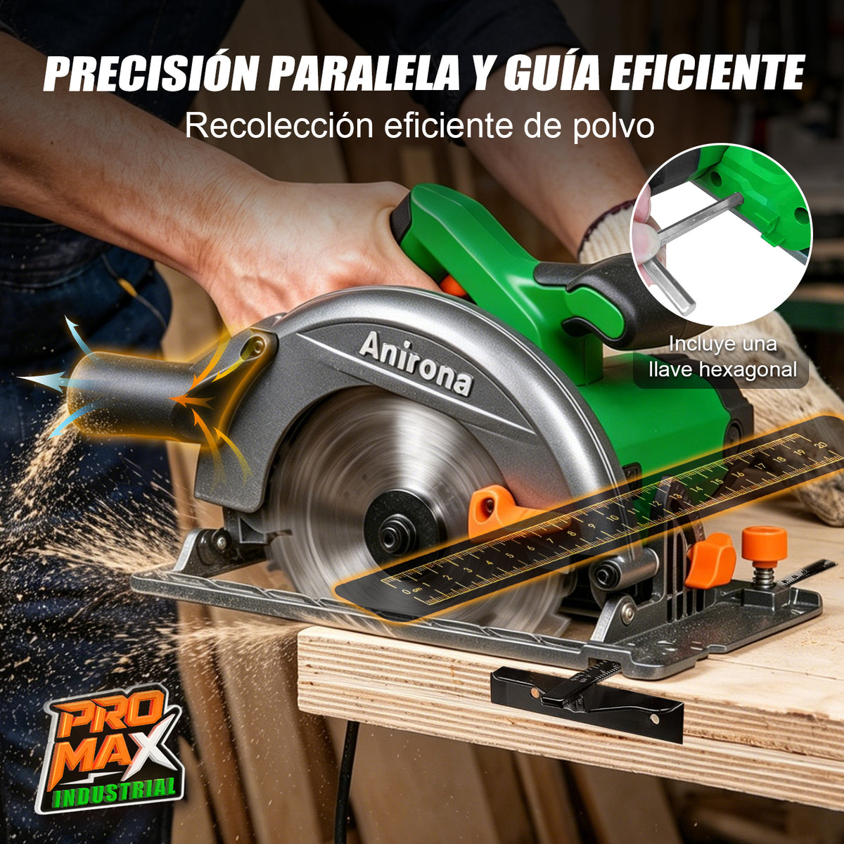 Sierra Circular Eléctrica 7-1/4'' 1600w 127v Anirona Promax CS714A