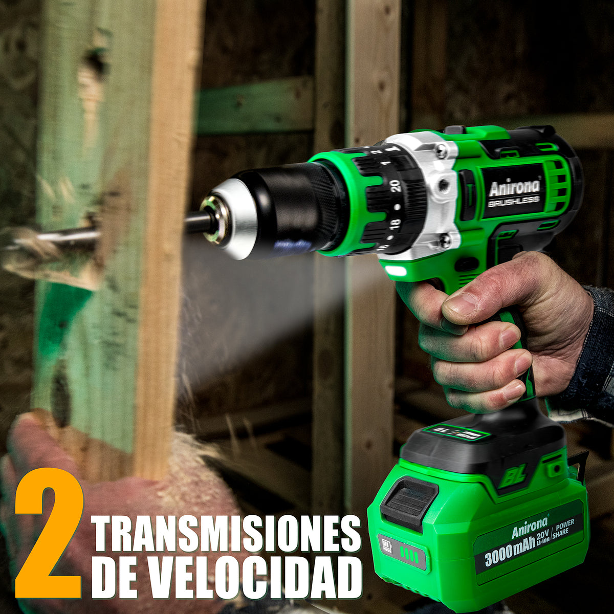 Taladro Rotomartillo Sin Carbón 2 Baterías 3ah 1/2'' Anirona AA13NBL-31
