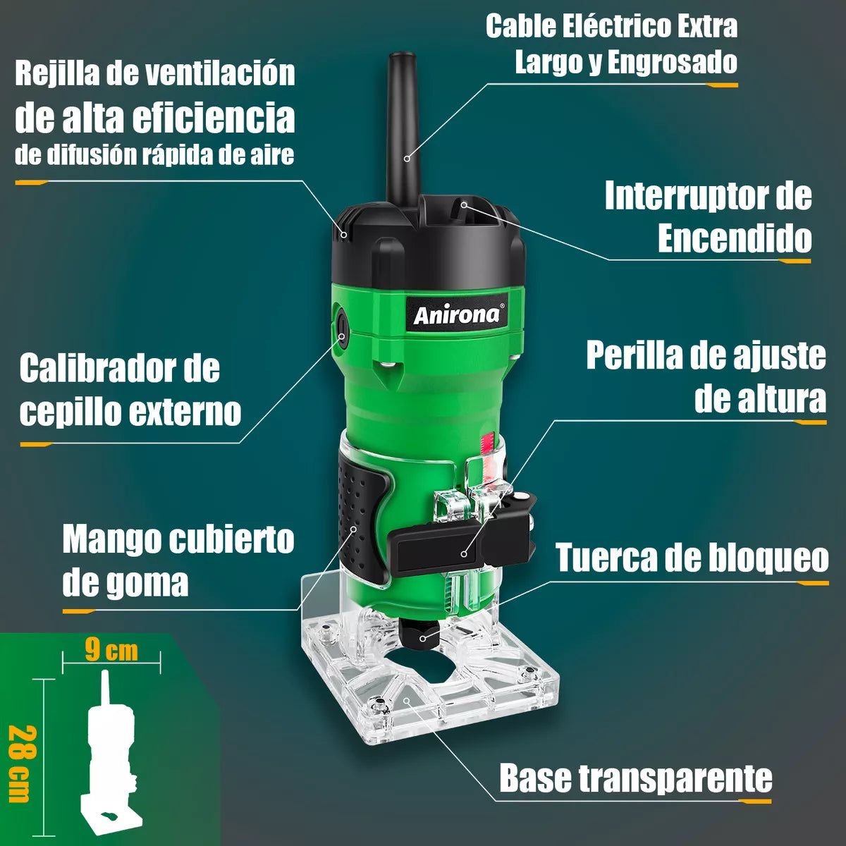 Router Anirona 800w +5 Brocas Carburo 1/4'' Ar800