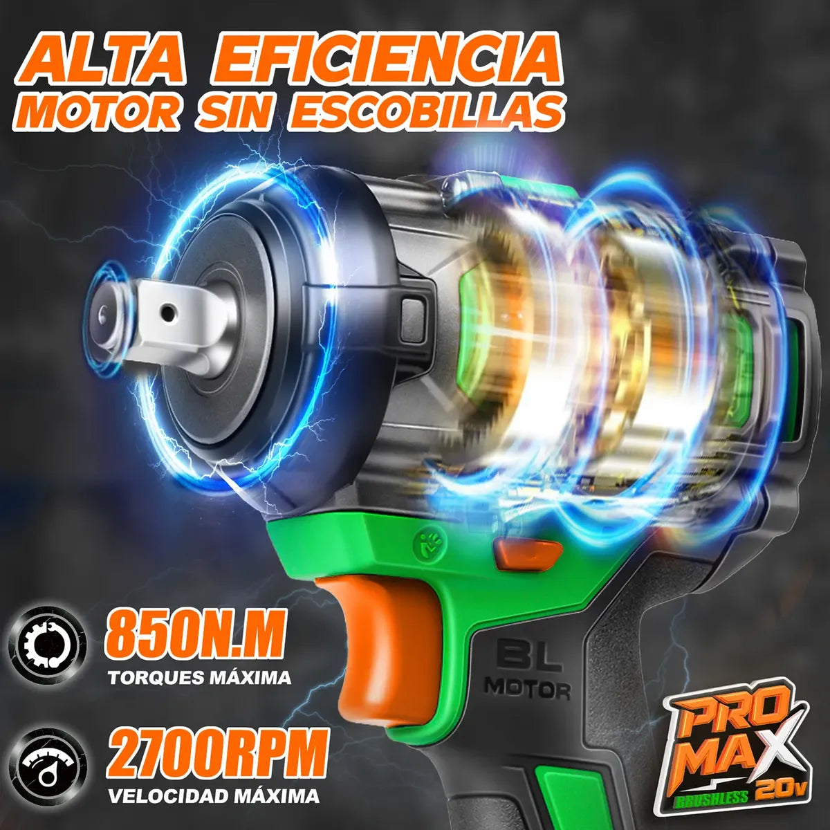 Llave De Impacto Inalámbrico Anirona 850nm 2 Baterías 4.0 Ah