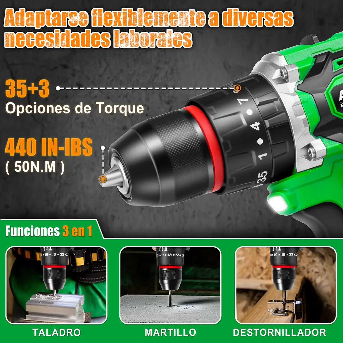 Taladro Rotomartillo Sin Carbones Inalámbrico 20v Anirona