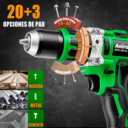 Kit De Taladro Rotomartillo & Llaves De Impacto Sin Carbones