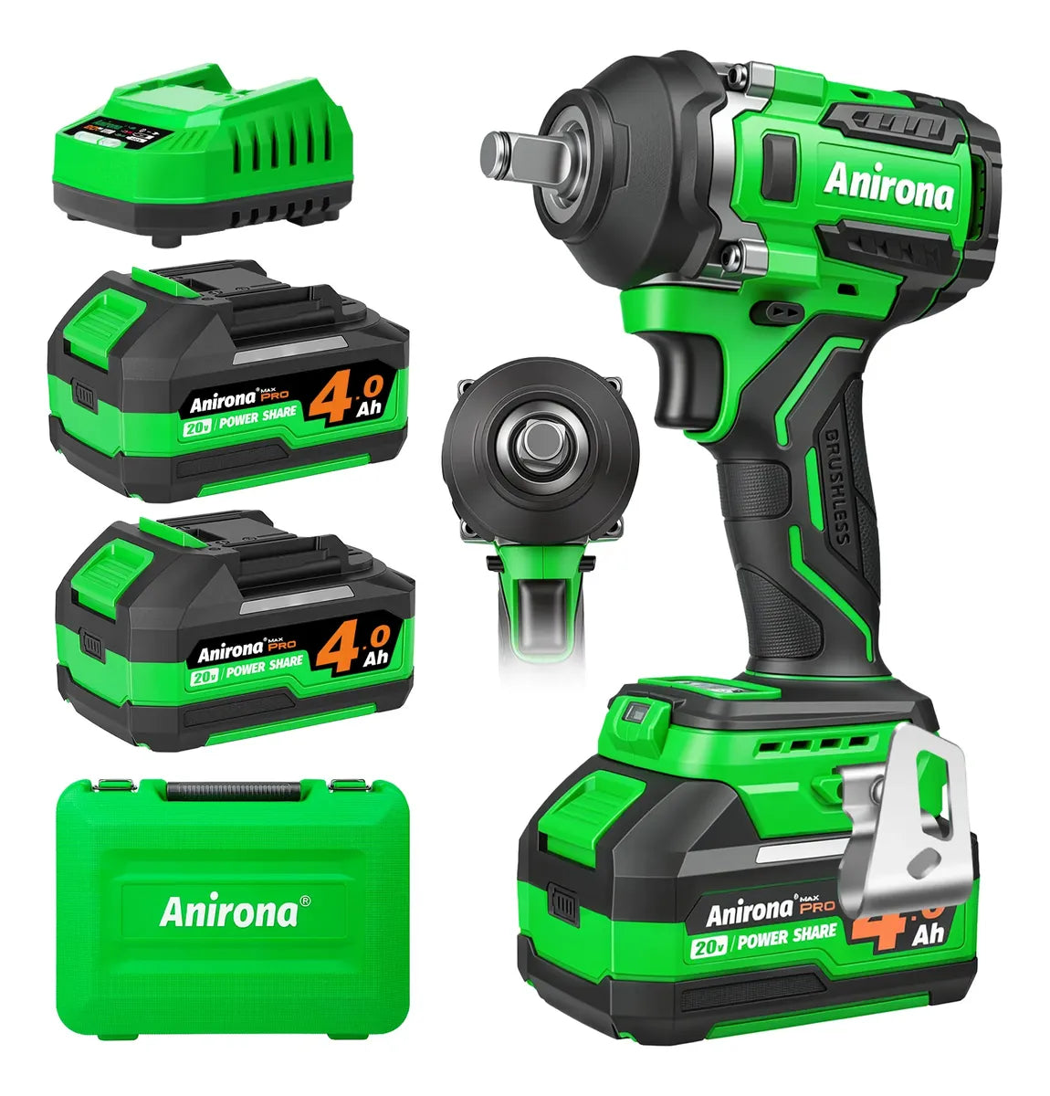 Llave De Impacto Inalámbrica 1/2 Brushless 800nm 2 Baterías