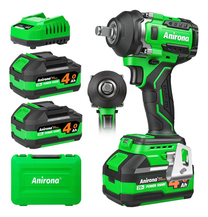 Llave De Impacto Inalámbrica 1/2 Brushless 800nm 2 Baterías