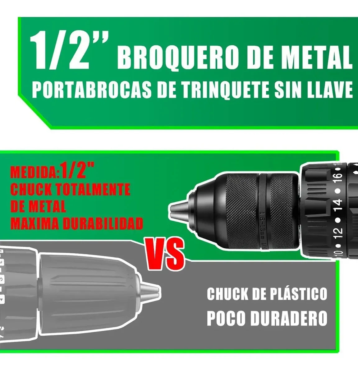 Taladro Rotomartillo 1/2'' Con 3.0ah Batería Anirona Aa20151