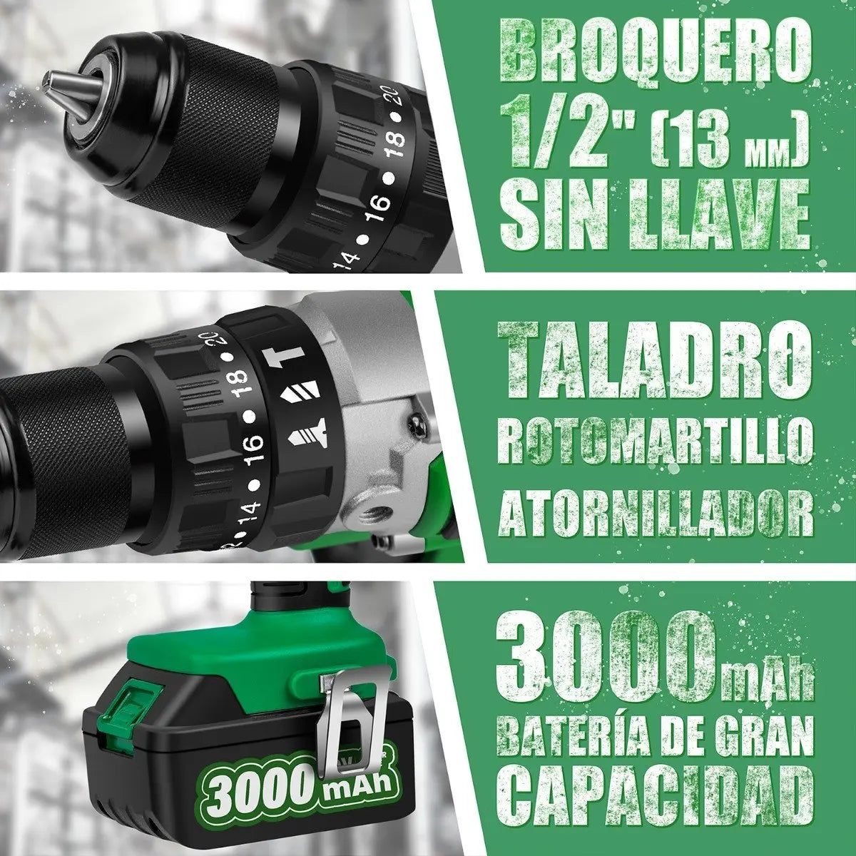 Taladro Rotomartillo Sin Carbones Inalámbrico 20v 2baterías