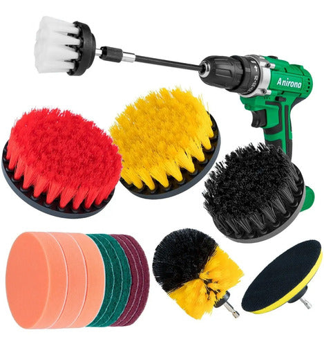 Cepillo Taladro Limpieza Kit Multifuncional Brocha 16 Piezas