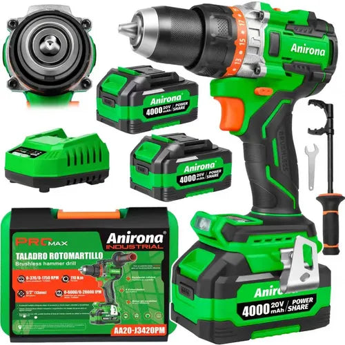 Taladro Rotomartillo Sin Carbón 2 Baterías 4ah 1/2'' Promax