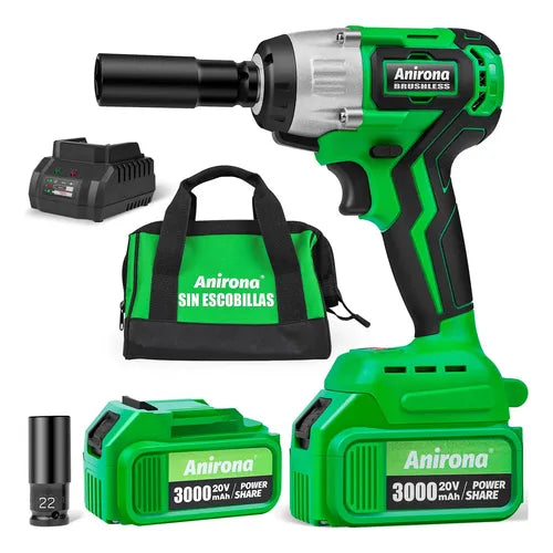Llave De Impacto Inalámbrico Anirona 350nm De 20v Batería