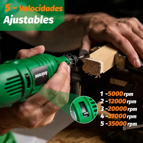 Mini Taladro Mototool Esmeril Anirona 135w Con Accesorios