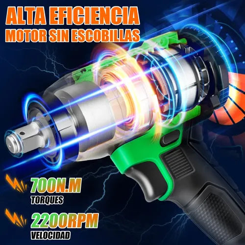 Llave De Impacto 700nm Inalámbrico Con 4.0ah Batería Anirona