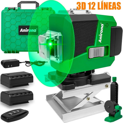 Nivel Láser Verde Autonivelante Anirona 12 Líneas 2 Baterias