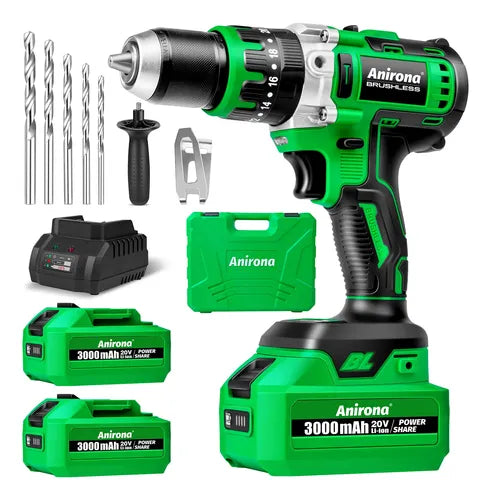 Taladro Rotomartillo Sin Carbón 2 Baterías 3000mah Anirona