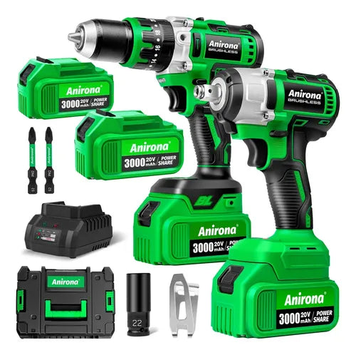 Kit De Taladro Rotomartillo & Llaves De Impacto Sin Carbones