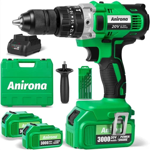 Taladro Rotomartillo Anirona 1/2 Con 2*3.0ah Batería Litio