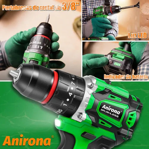 Taladro Rotomartillo Sin Carbones Inalámbrico 20v 2 Baterías