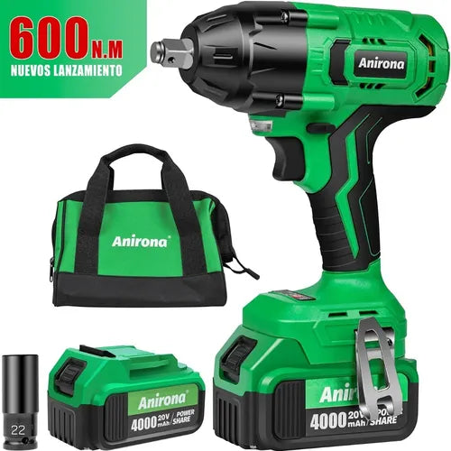 Pistola Llave De Impacto Inalámbrico Anirona De 20v Batería