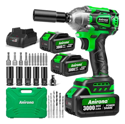 Llave De Impacto Inalámbrico Kit Anirona 3.0ah Con 2batería