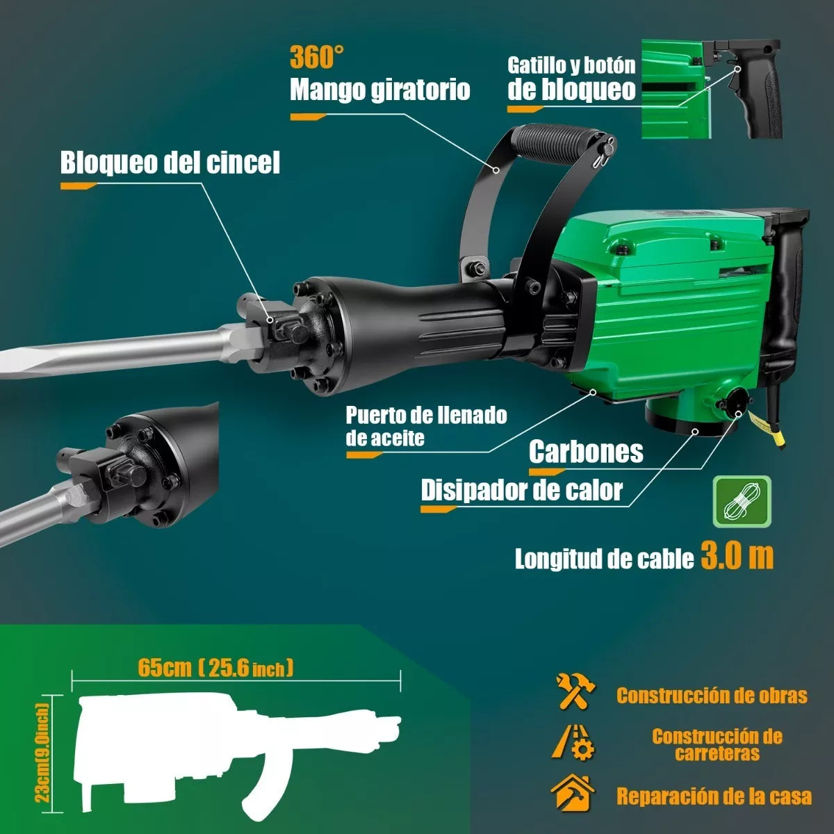 Demoledor Rompedor De Concreto 1700w Anirona Dh65a