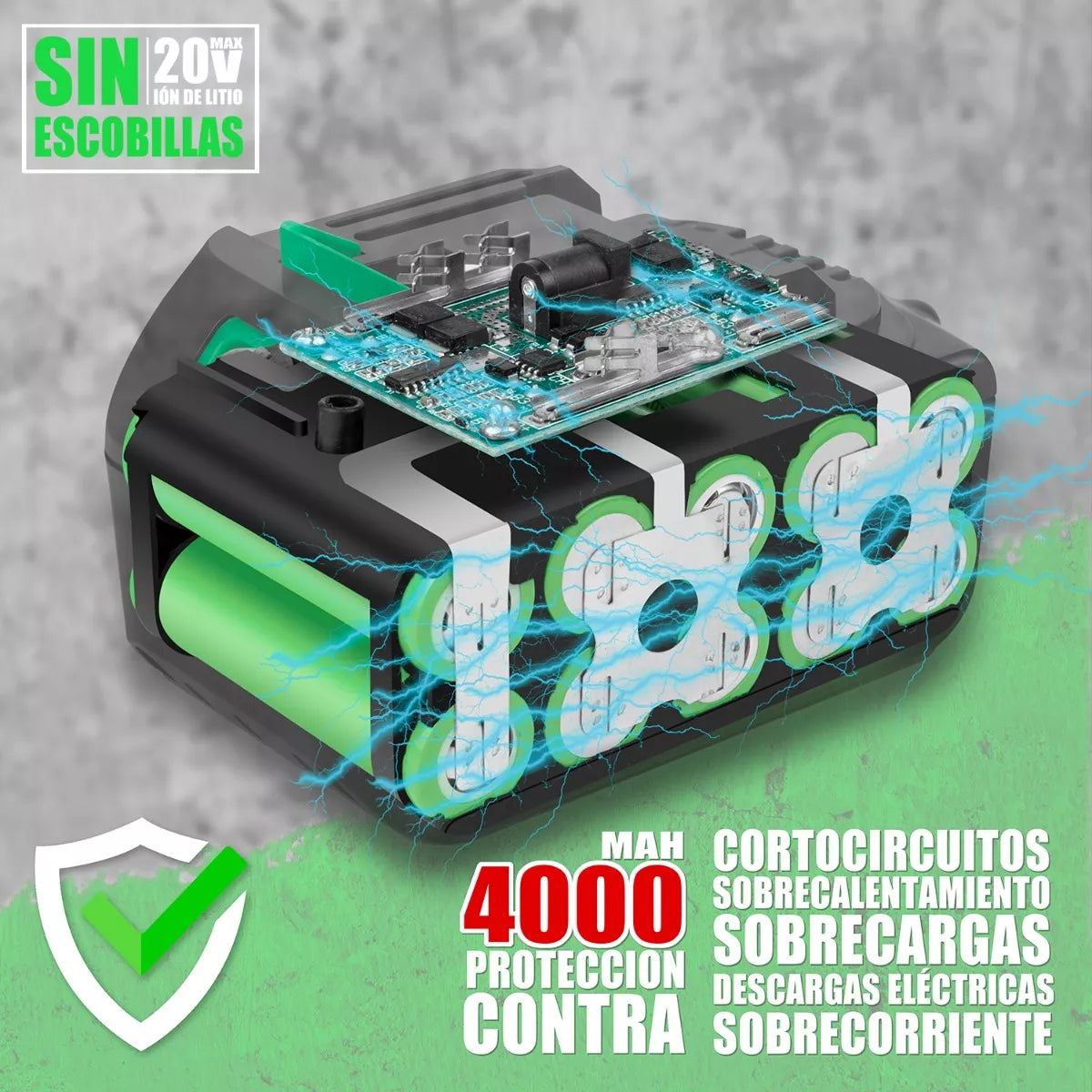 Llave De Impacto Inalámbrico 1800nm Anirona C/ 4.0ah Batería