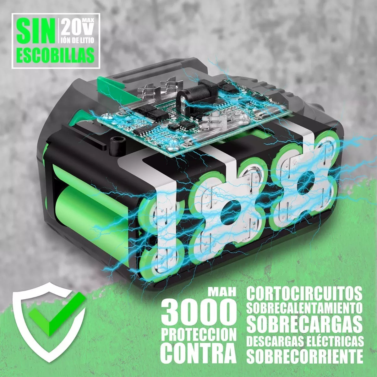 Llave De Impacto Inalámbrico De 20v Anirona 3.0ah C/2batería