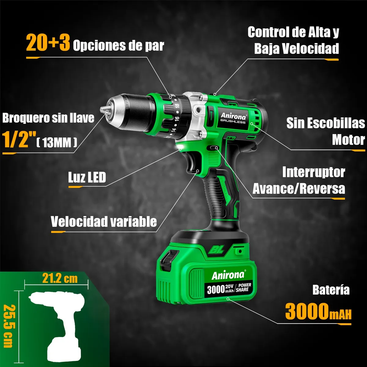 Kit De Taladro Rotomartillo & Llaves De Impacto Sin Carbones AA13NBL & AA330W