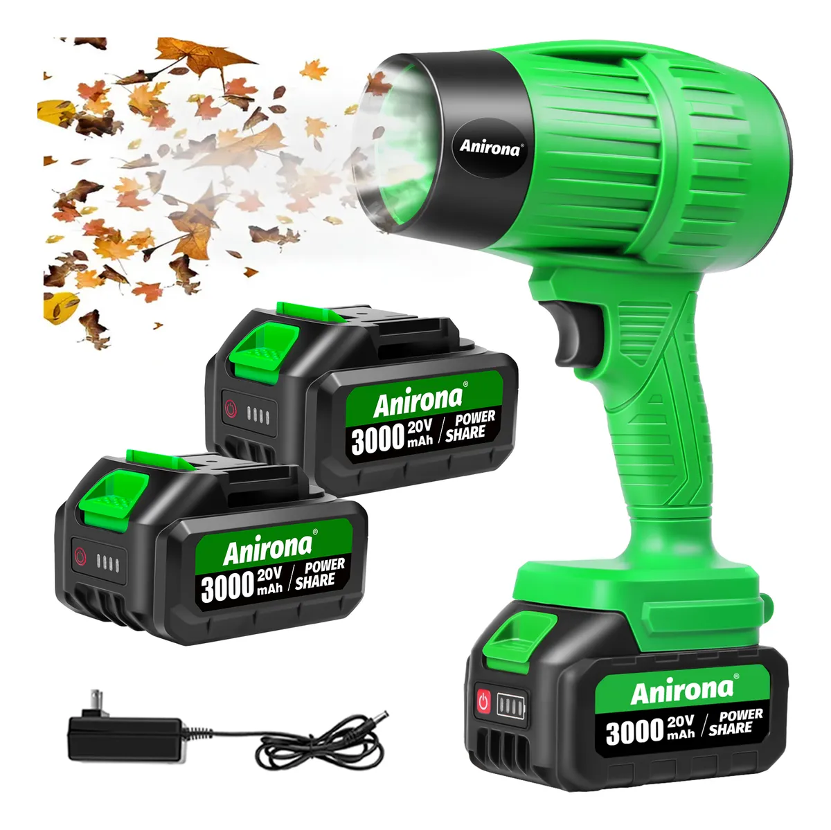 Soplador De Aire Para Hojas Inalámbrico Anirona 2 Baterías