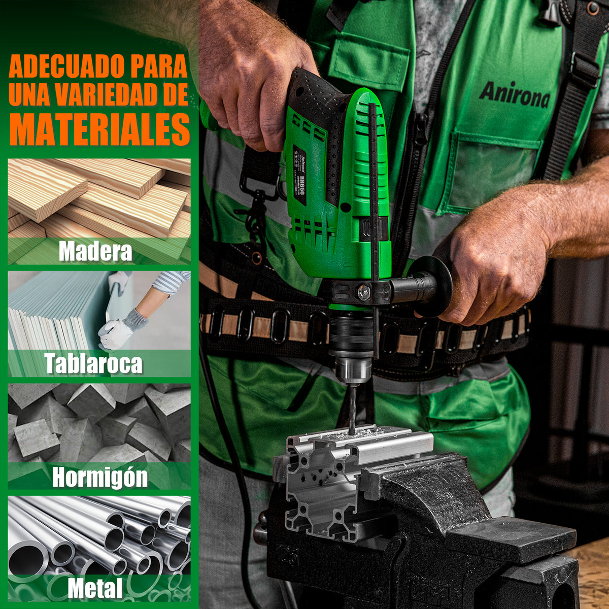 Taladro Rotomartillo 1/2'' Prof 650w Anirona Rd650 C/brocas RH650