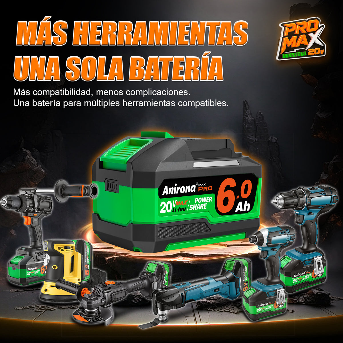 Batería Anirona 6.0ah 20v Para Herramientas Inalámbricas BK03-6.0