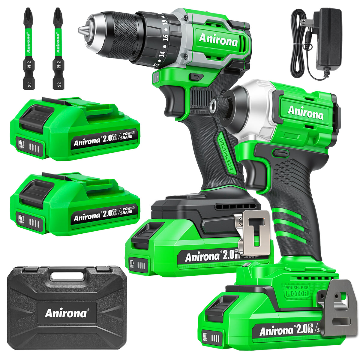 Kit De Atornillador De Impacto & Rotomartillo Sin Carbones AW965 &AA2015-BL