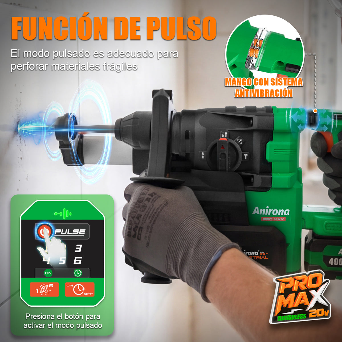 Rotomartillo Cincelador Colector De Polvo 4j Anirona Promax ARH515PM + VC515PM