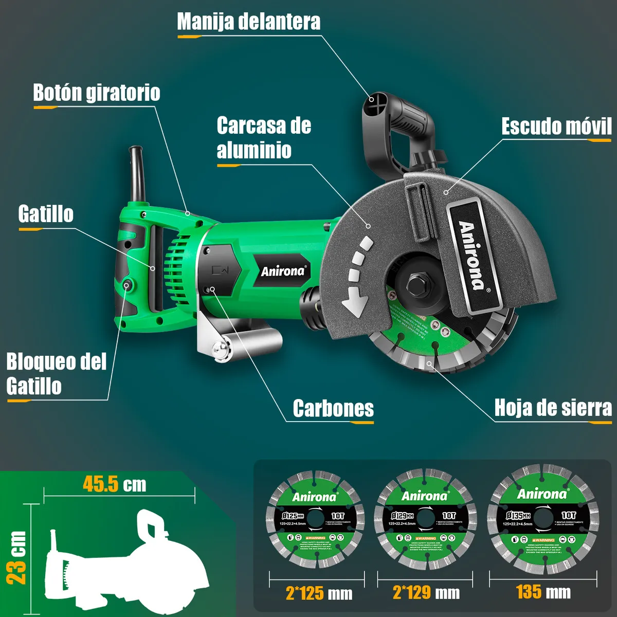 Ranurador Maquina Sierra Corte Pared Concreto Anirona 4900w